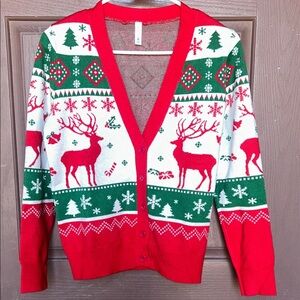 Holiday Reindeer V-Neck Sweater